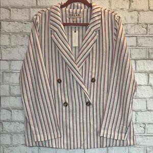 Anthropologie Dolan Anna linen/cotton blend double breasted striped blazer